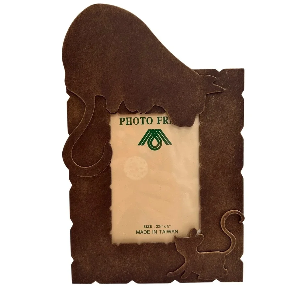 Rustic Cat‎ & Mouse Brown Photo Frame 3.5